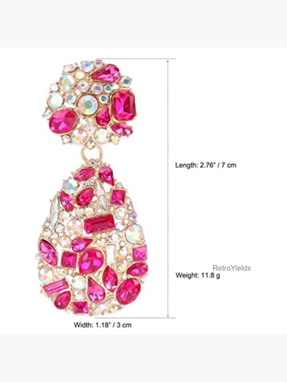 Drop & Dangle Teardrop Rhinestone Statement Earrings - Picture 4 of 6